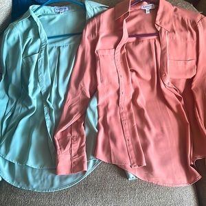 Express portofino shirts (2) - colors teal and pale pink. Never worn!! Size XS
